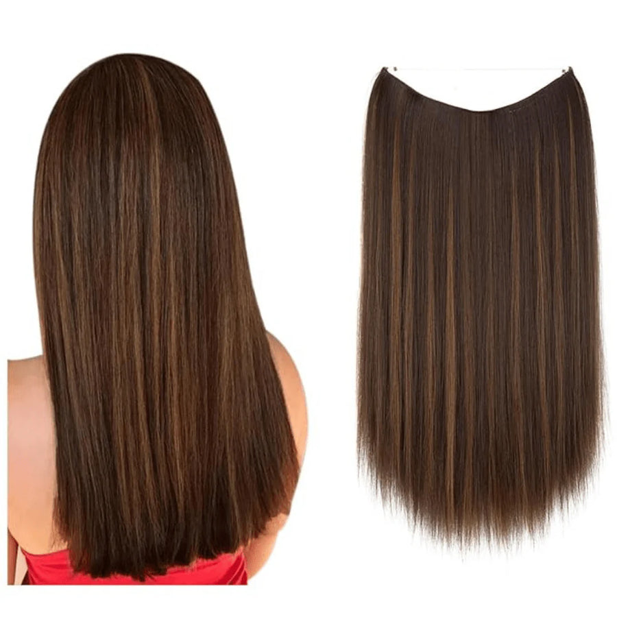 châtain-foncé-avec-mèches-blondes lisse offerte